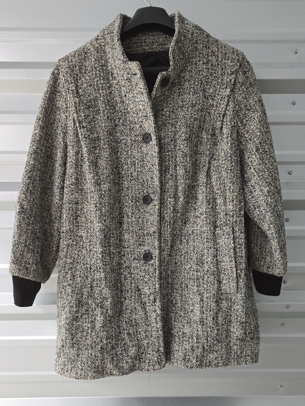 Vintage Blair Gray Tweed Button-Front Pea Coat